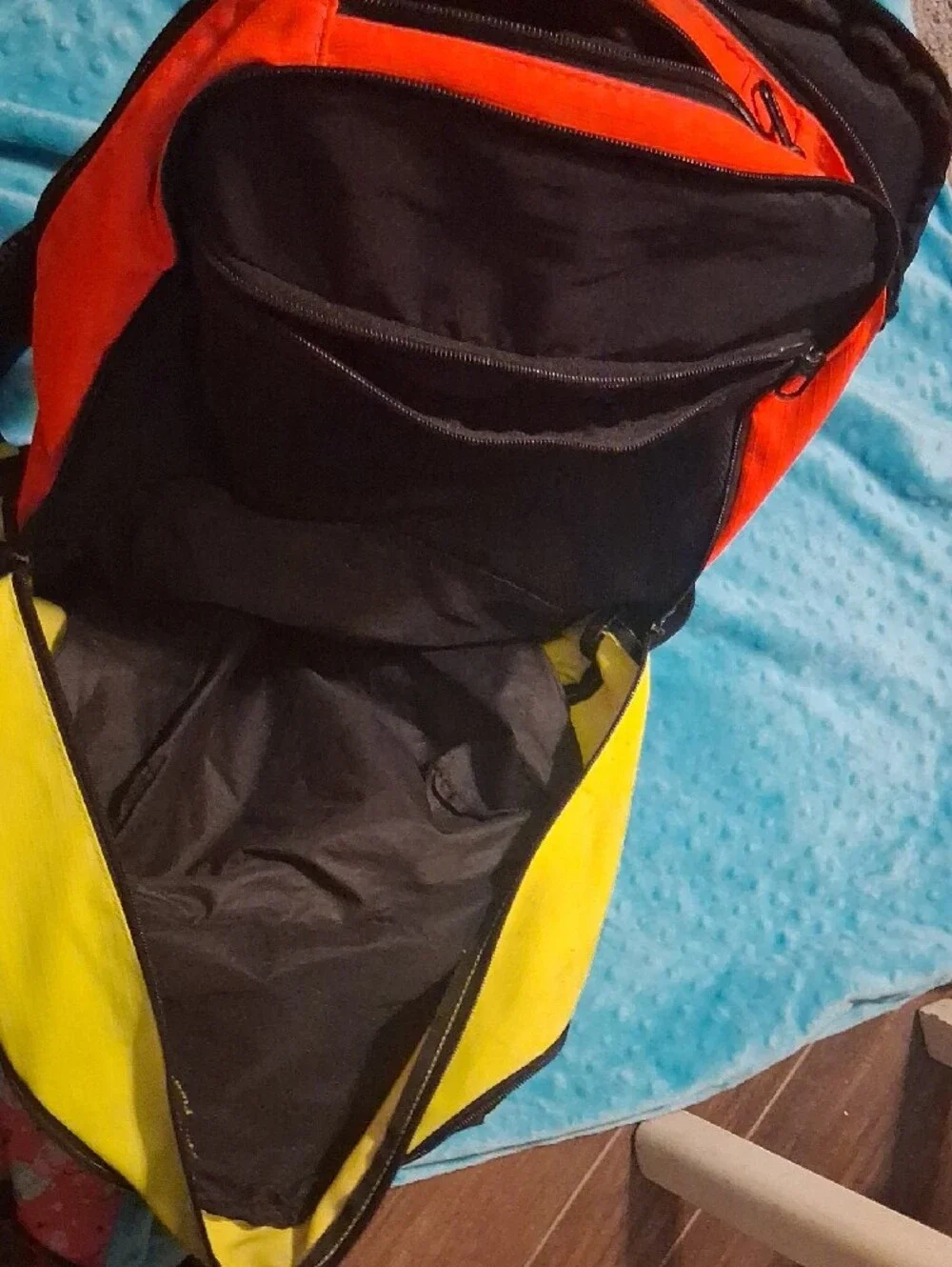 Nike Men's Black Backpack with Orange and Yellow Panels